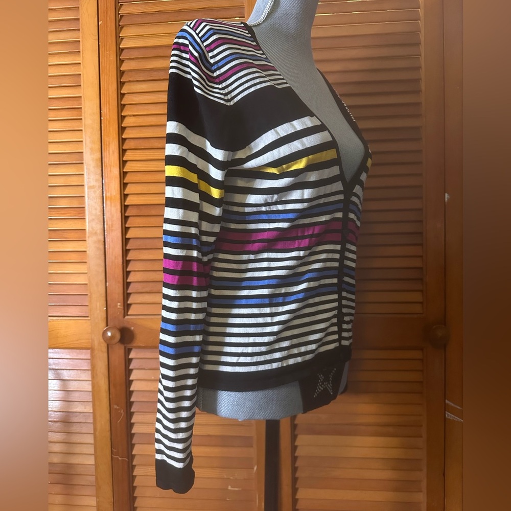 Madison Studio Petite Multicolor Striped Knit Cardigan